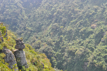 Secret Stone (Pedra do Segredo) at Fortaleza Canyon, Cambará do Sul, Rio Grande do Sul, Brazil. A stunning balancing rock formation