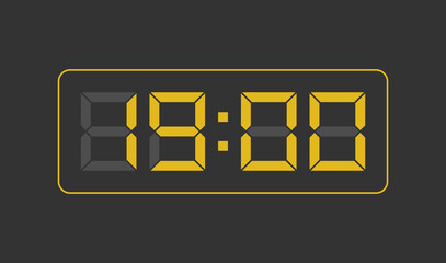 19:00, Digital clock number. Vector illustration.