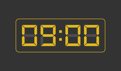 9:00, Digital clock number. Vector illustration.