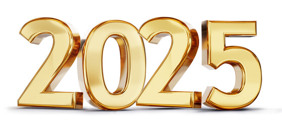 2025 golden symbol bold letters 3d-illustration - obrazy, fototapety, plakaty
