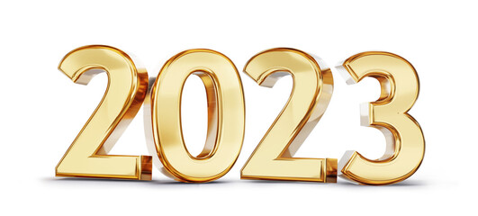 2023 golden symbol bold letters 3d-illustration