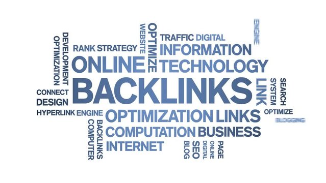 Backlinks animated tag word cloud;text design animation kinetic typography seamless loop.