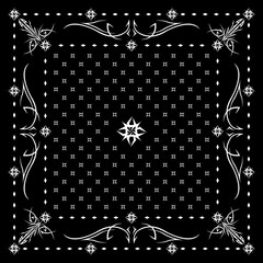Simply Bandana decorated with white geometric ornament lines that can be applied to fabrics of various colors
