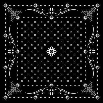 Simply Bandana decorated with white geometric ornament lines that can be applied to fabrics of various colors