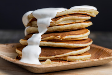milk pancakes made of wheat flour, close up