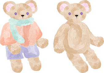 柔らかいタッチで描いたテディベアのイラスト