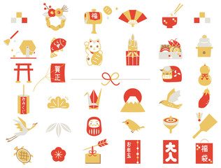 年賀状などに使えるお正月のイラストセット