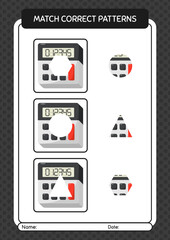 Match pattern game with calculator. worksheet for preschool kids, kids activity sheet