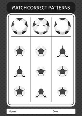 Match pattern game with soccerball. worksheet for preschool kids, kids activity sheet