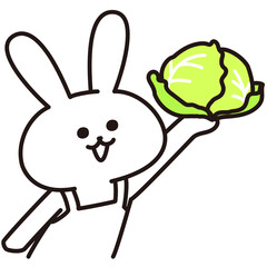色加工ok うさぎ素材No.44 キャベツ