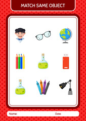 Match with same object game chemical bottle. worksheet for preschool kids, kids activity sheet
