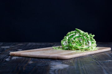 green cake with kiwi and gooseberry flavor