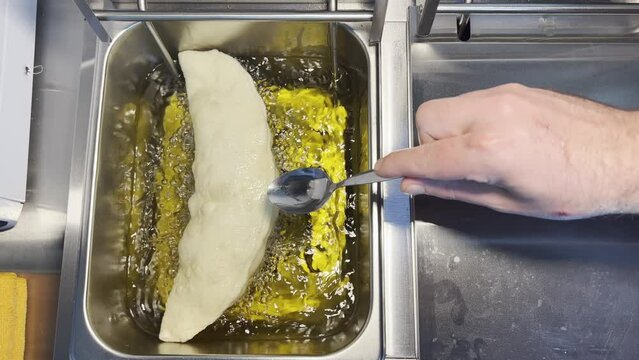 Cooking panzerotti famous Italian bread 1-4