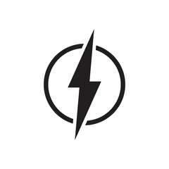 Lightning bolt in circle icon design isolated on white background. vector illustration