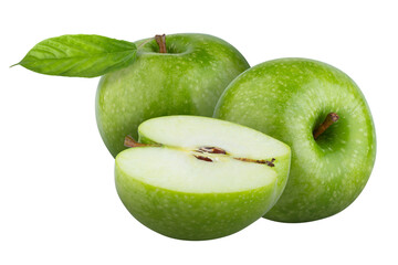 Fresh green apple isolated on alpha background.
