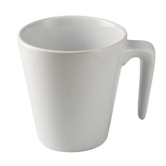 White ceramic mug isolated on alpha background.