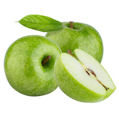 Fresh green apple isolated on green background