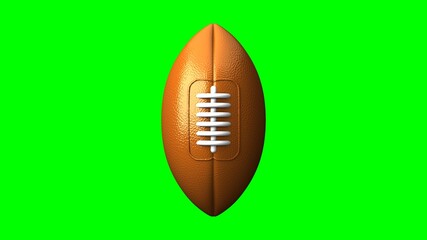 Rugby ball on green chroma key background.
3D illustration.