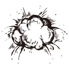 爆発 火 炎 エフェクト　漫画 イラスト 白黒 モノクロ