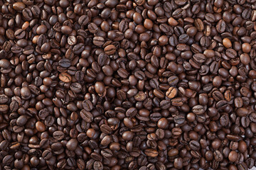Fototapeta premium Roasted coffee beans background. High quality photo