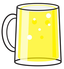 Yellow pint of beer. vector illustration png. Flat design. Drink icon concept.