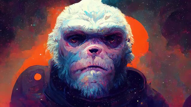 3D Painting, Space Ape, Monkey, Cosmic, Crypto Stock Investor, Zoom, 4K