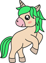 Cute Colorful Unicorn magic Horse doodle Cartoon Animal Pet Character Happy collection illustration