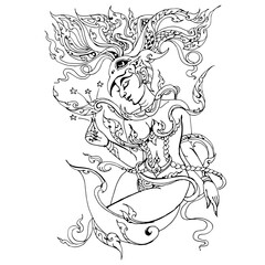 black and white tattoo art vector for tattoo decoration illustration