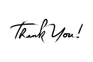 Thank You Text Lettering Handwritten Calligraphy brush style  isolated on white background, Greeting Card template,  vector illustration
