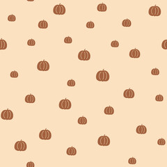 Little pumpkin pattern. Boho pumpkin seamless pattern. Tiny halloween pumpkins background. Cute thanksgiving print. Cartoon pumpkins illustration. Autumn season textile, happy fall vector surface.