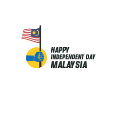 65th independence day malaysia with flag and hand