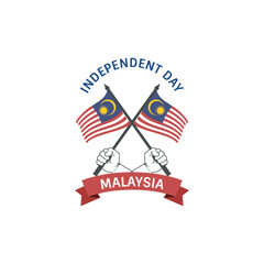 65th independence day malaysia with flag and hand