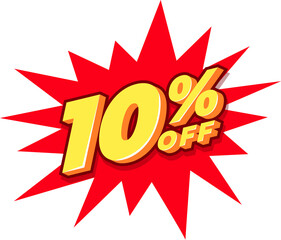 Naklejka premium 10% Sale and discount label. Price off tag icon flat design.
