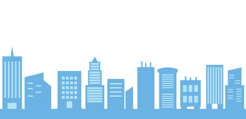 Buildings panorama flat illustration. City background