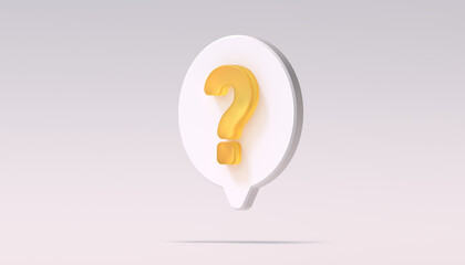 Symbol Icon Isolation Background, Question mark 3d icon, Mobile App Icon.