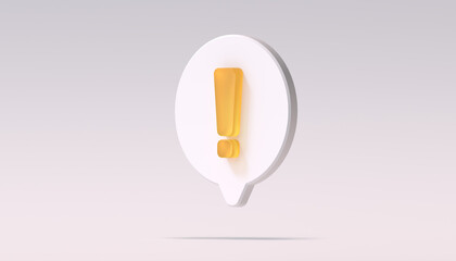 Symbol Icon Isolation White Background, Exclamation mark 3d with word bubble, Mobile App Icon