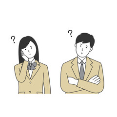 悩む女子学生と男子学生のイラスト