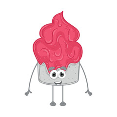 Isolated icecream sundae cartoon kawaii Vector