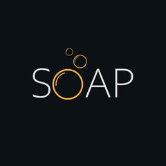 logo typography with the words soap and the letter o resemble soap bubbles