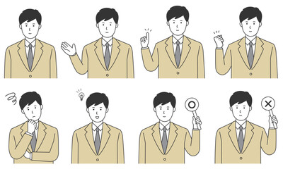 男子学生の色々な表情セット