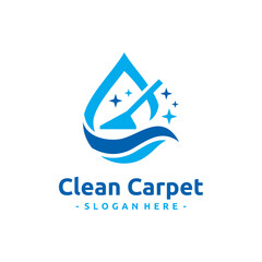 Clean carpet logo vector. Interiors cleaning service business logo template design concept.