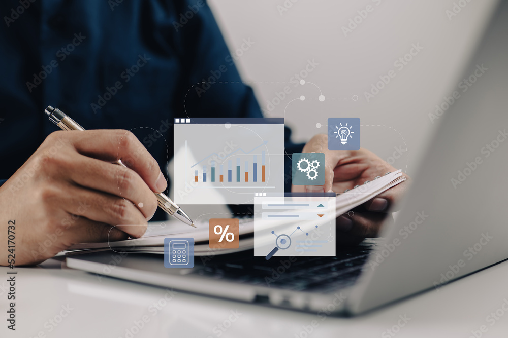 Poster business classes and consulting online. networking and chart analysis.