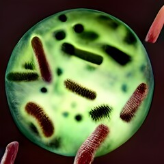 Bacteria, virus, cell 3d rendering