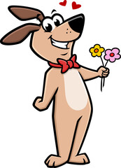 Cartoon Romantic Dog