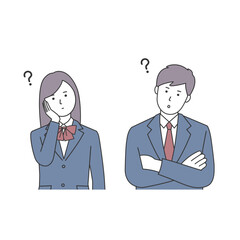 悩む女子学生と男子学生のイラスト