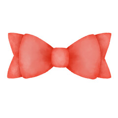 Digital paint watercolor ribbon bow. 