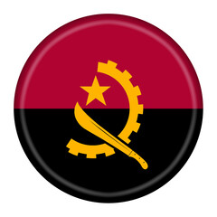 Angola flag button 3d illustration with clipping path