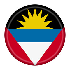 Obraz premium Antigua and Barbuda flag button 3d illustration with clipping path