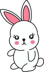 Cute Rabbit Bunny little Kids Baby Animal Cartoon Clipart doodle