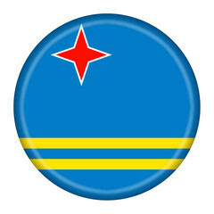 Aruba flag button 3d illustration with clipping path